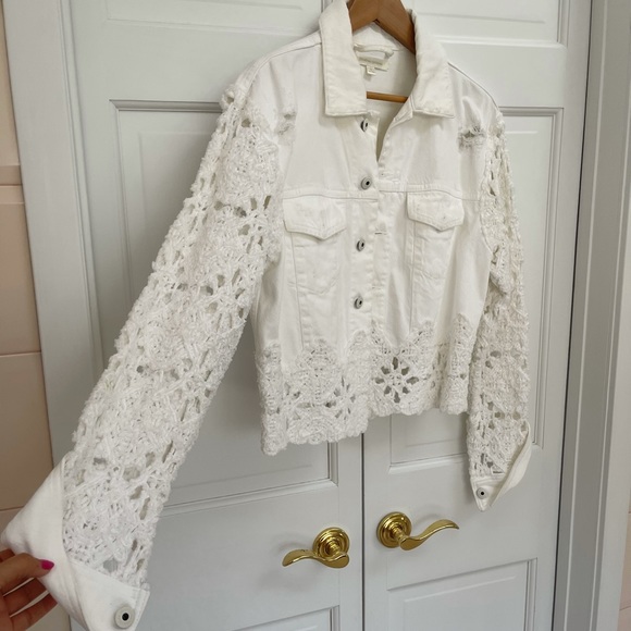 Jonathan Simkhai White Macrame Crochet Button Down Jacket - Picture 14 of 16
